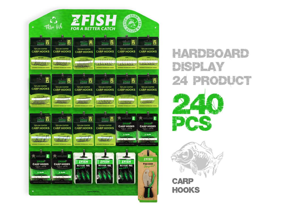 ZFISH Zestaw promocyjny haczyków karpiowych + bezpłatna tablica sprzedaży!